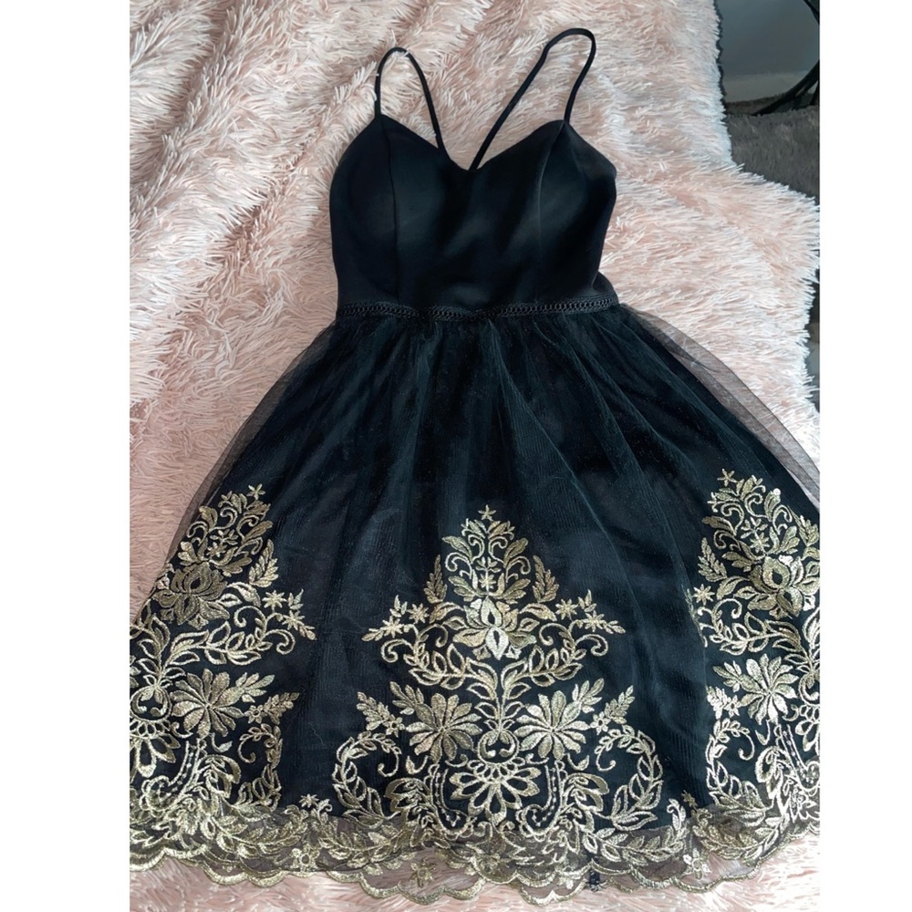 Black and gold dress